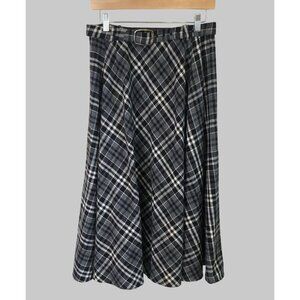 Vintage Binder Sportswear Boston Plaid Skirt Size 10 Belt Dark Academia Twee